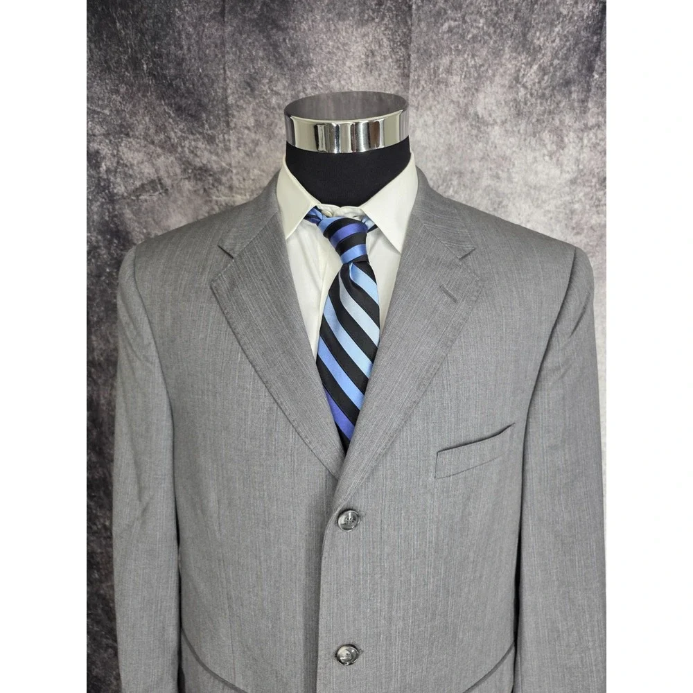 Pronto Uomo Blazer Mens 44R Gray‎ Super 120's Wool Sport Coat Jacket 3 Buttons